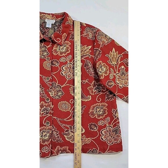 Coldwater Creek Red Fall Tapestry Floral Jacket Blazer Womens Size Petite XL USA - Picture 9 of 11